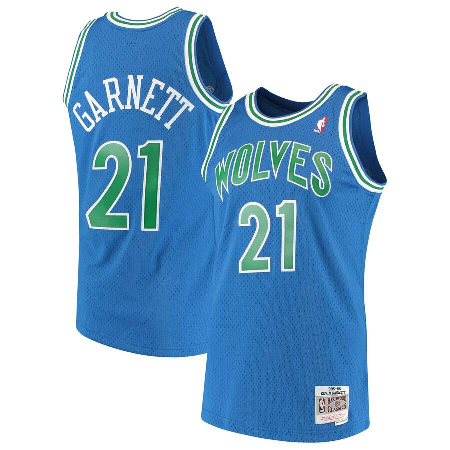 Mens Minnesota Timberwolves Kevin Garnett Mitchell & Ness Blue 1995-96 Hardwood Classics Swingman Jersey product image 1,