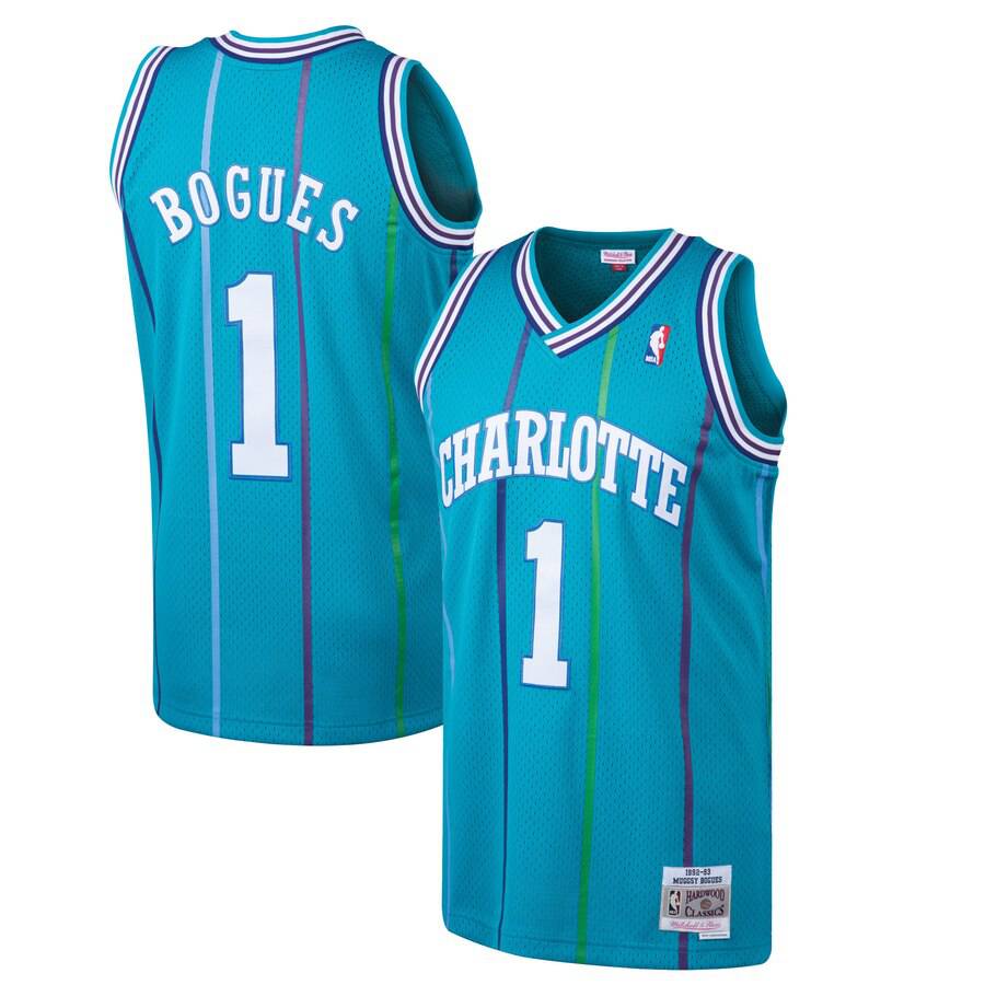 Men’s Muggsy Bogues Charlotte Hornets 1992-93 Swingman Replica Jersey By Mitchell & Ness product image 1, provided for