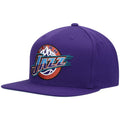 Mens NBA Utah Jazz Purple Team Ground Snapback Hat By Mitchell And Ness product image 1, provided for visual reference and