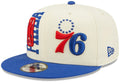 Philadelphia 76ers New Era 2022 NBA Draft 9FIFTY Snapback Adjustable Hat - Cream/Blue product image 1, provided for visual