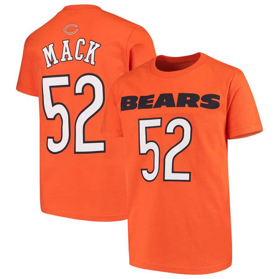 Chicago Bears Youth Khalil Mack NFL Mainliner Orange Name and Number T- shirt product image 1, provided for visual reference