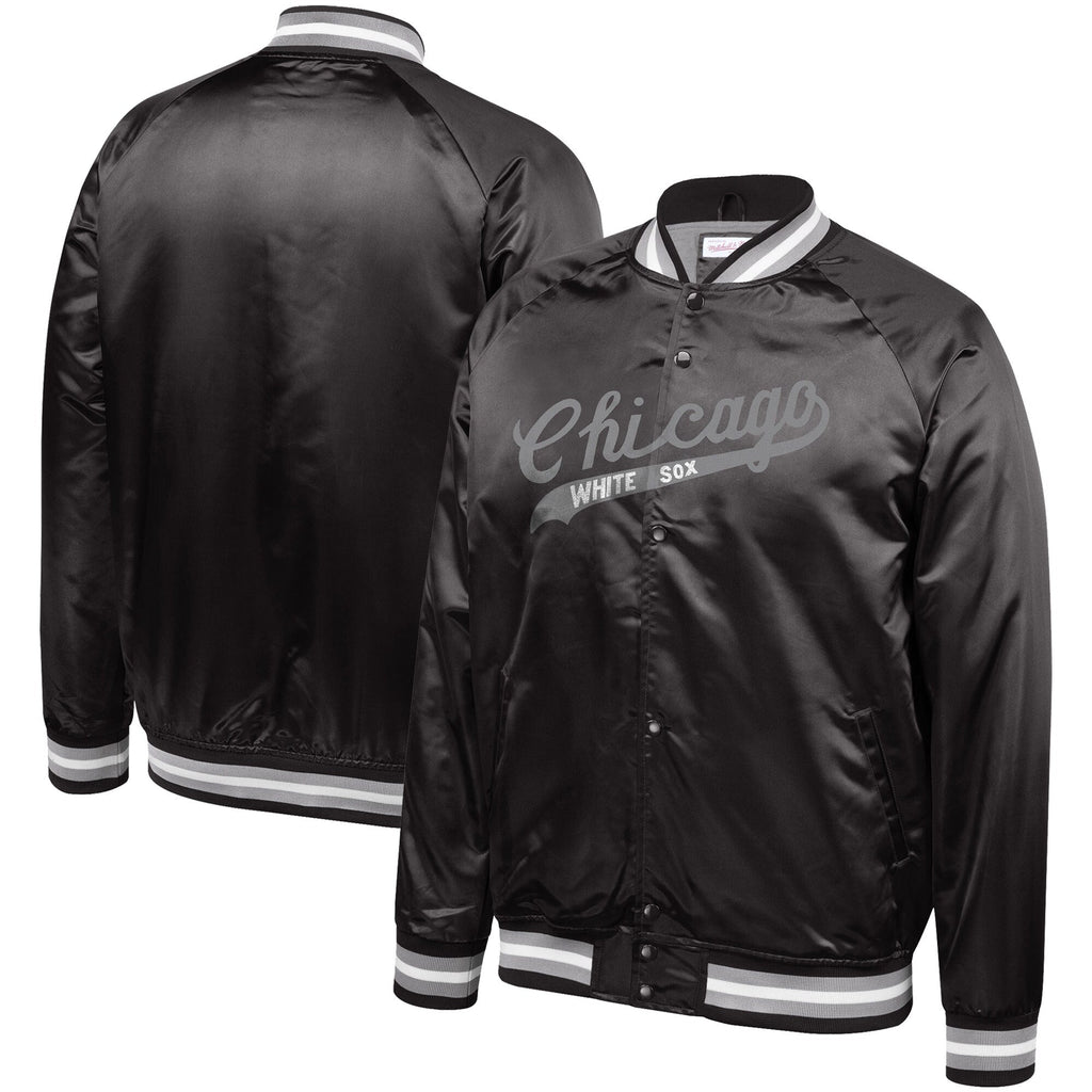 Chicago White Sox Mitchell & Ness Cooperstown Collection Black Satin Full-Snap Jacket for Men product image 1, provided for