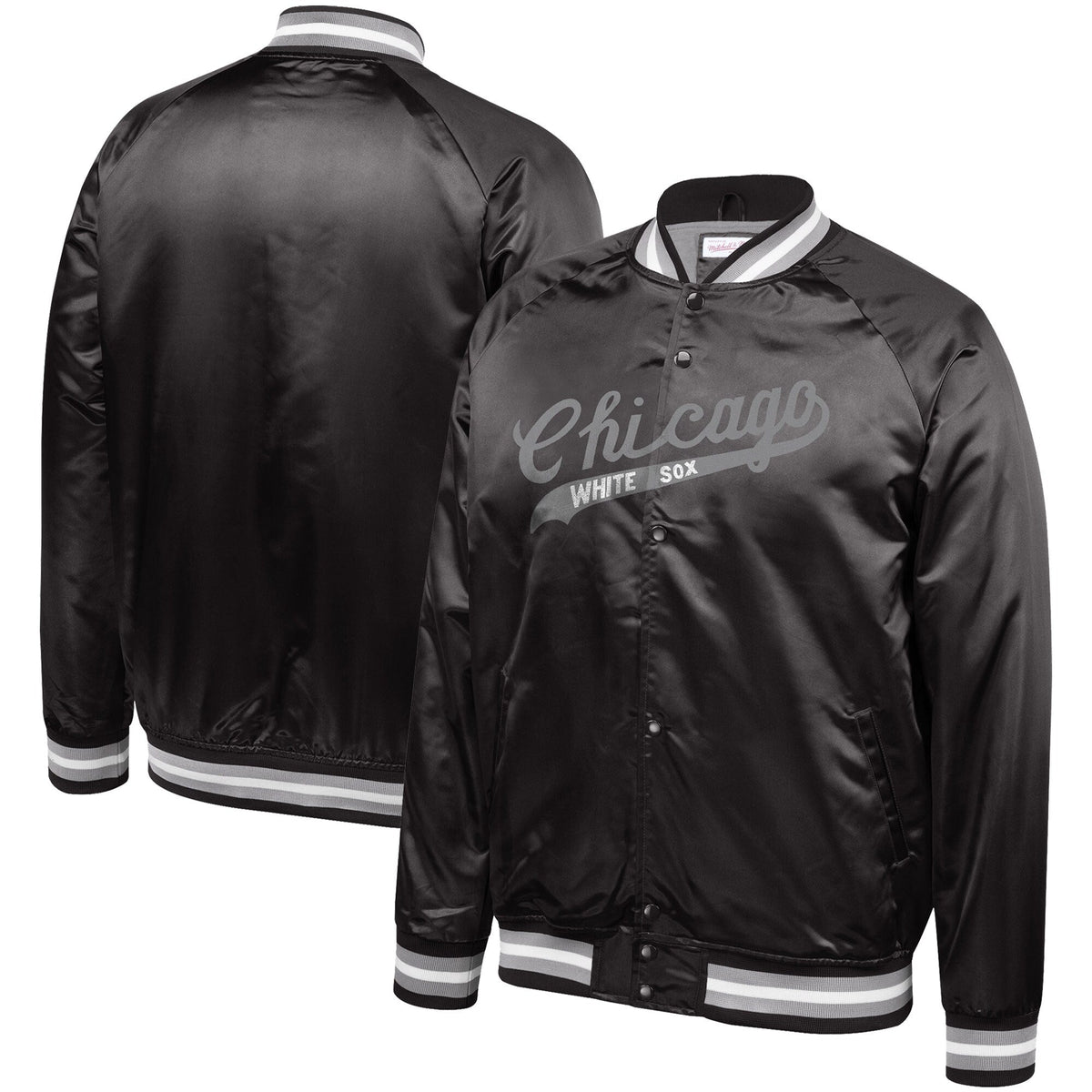 Chicago White Sox Mitchell & Ness Cooperstown Collection Black Satin Full-Snap Jacket for Men product image 1, provided for