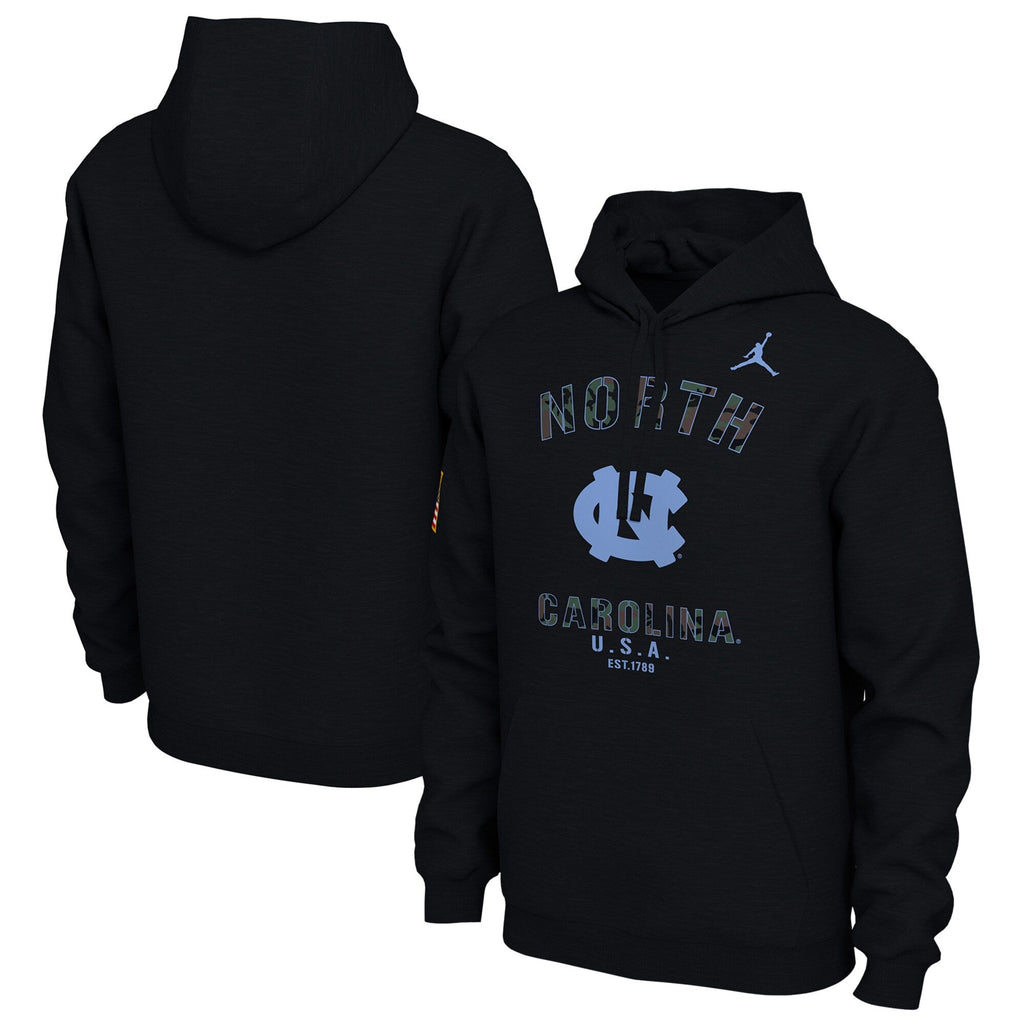 Nike North Carolina Tar Heels Mens Black Camo Veterans Day Long Sleeve Hoodie product image 1, provided for visual reference