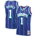 Men’s Muggsy Bogues Charlotte Hornets 1994-95 Purple Swingman Replica Jersey By Mitchell & Ness product image 1, provided