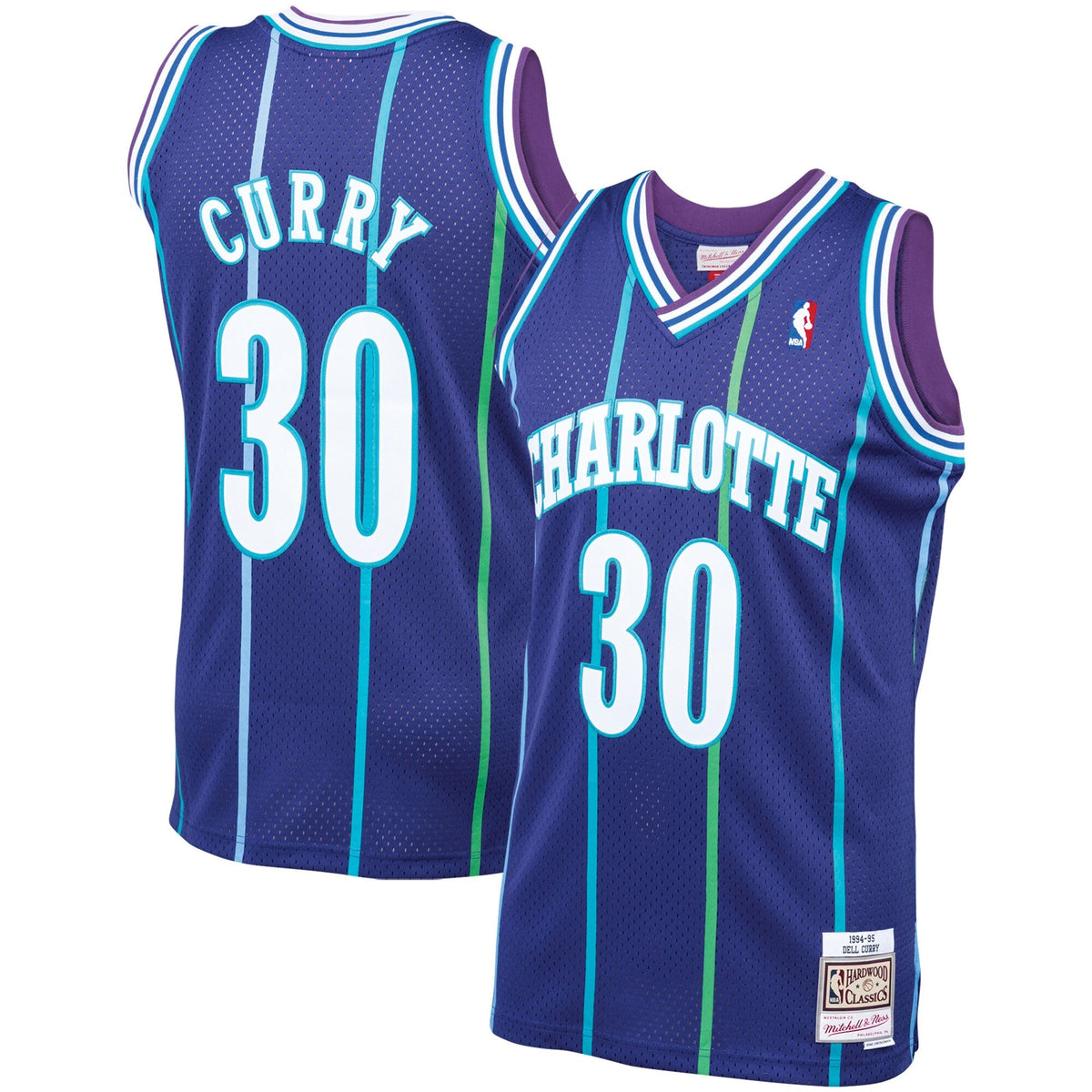 Mitchell & Ness Dell Curry Purple Charlotte Hornets 1994-95 Hardwood Classics Swingman Jersey for Men product image 1,
