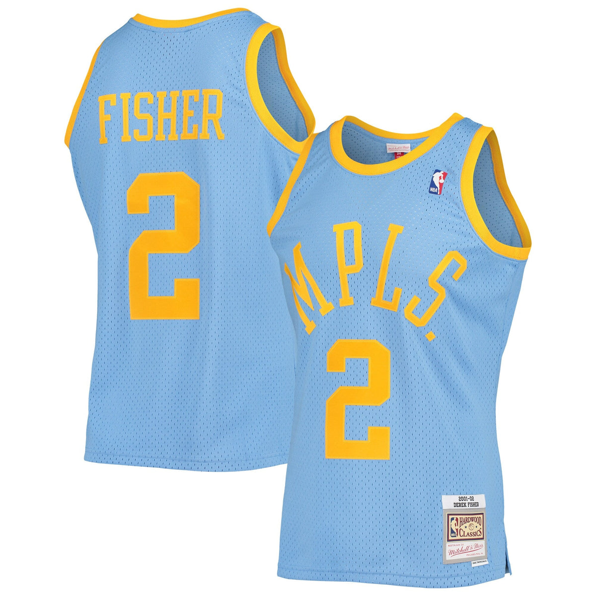 Los Angeles Lakers Derek Fisher Mitchell & Ness Powder Blue 2001-02 Hardwood Classics Swingman Jersey for Men product image