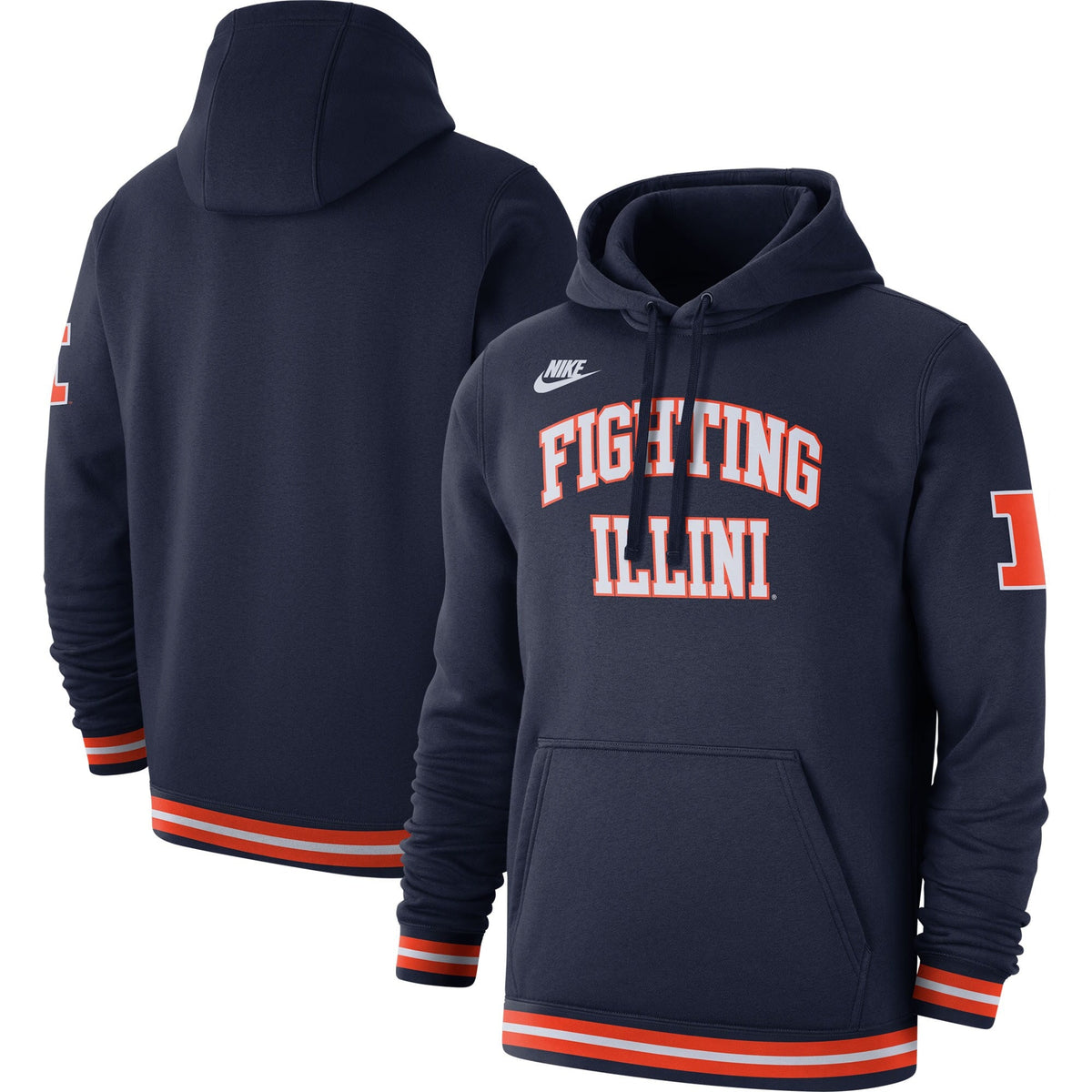 Nike Navy Illinois Fighting Illini Retro Pullover Hoodie for Men product image 1, provided for visual reference and product
