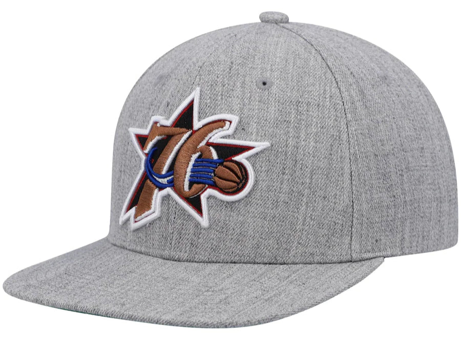 Philadelphia 76ers Team Classic Heathered 2.0 Mitchell & Ness Snapback Hat product image 1, provided for visual reference