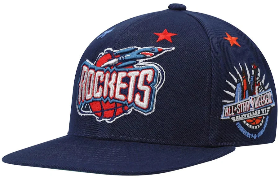 Houston Rockets NBA 97 Top Star HWC Navy Mitchell & Ness Snapback Hat product image 1, provided for visual reference and