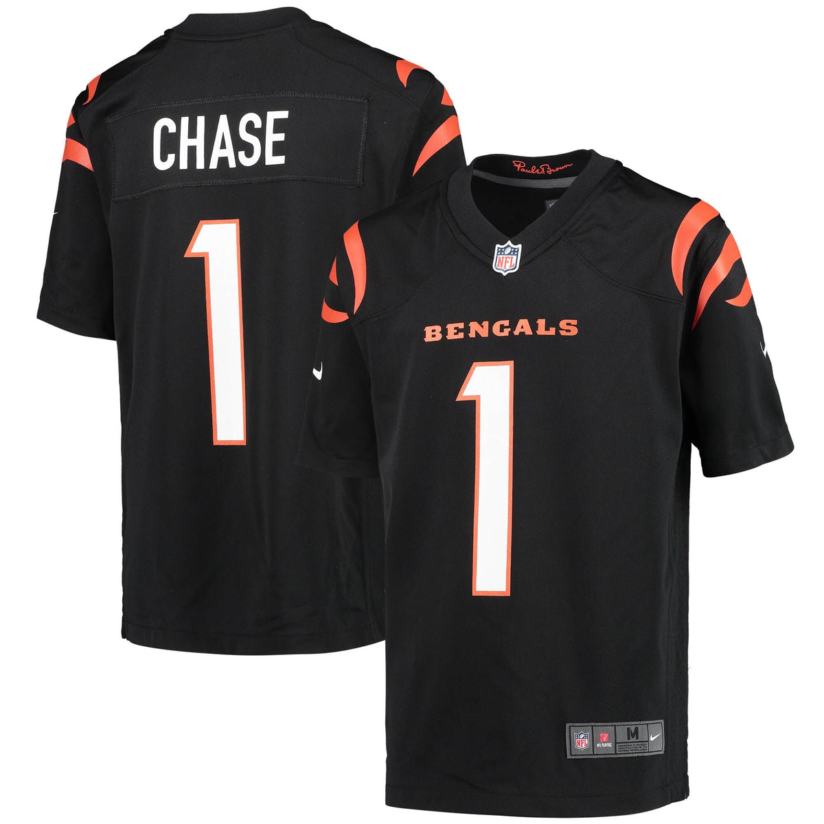 Youth Cincinnati Bengals Ja'Marr Chase Nike Black Game Jersey product image 1, provided for visual reference and product