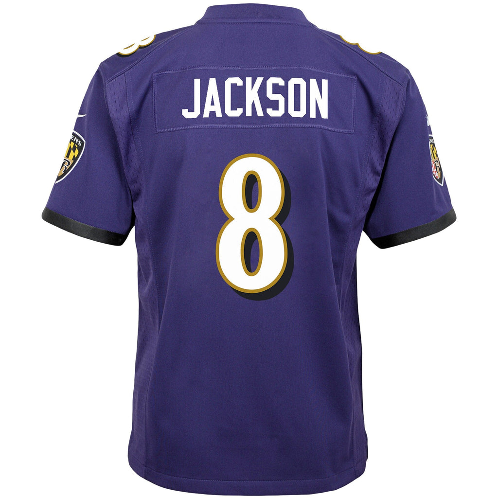 Youth Baltimore Ravens Lamar Jackson Nike Purple Game Jersey product image 3, provided for visual reference and product